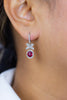 2.56 Carats Total Oval Cut Ruby with Mixed Cut Diamond Dangle Earrings in White Gold