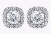 0.65 Carats Total Cushion Cut Diamond Halo Stud Earrings in Platinum