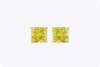 GIA Certified 2.74 Carats Radiant Cut Fancy Yellow Diamond Stud Earrings in Yellow Gold