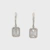 1.22 Carats Total Mixed-Cut Diamond Illusion Halo Dangle Earrings in White Gold