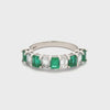 1.77 Carats Total Emerald Cut Emerald & Diamond Nine-Stone Wedding Band in Platinum