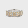 1.51 Carats Fancy Yellow Diamond Halo Five-Stone Wedding Band in Yellow Gold and Platinum