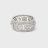 1.12 Carats Total Brilliant Round Diamond Open-Work Floral Wedding Band in White Gold