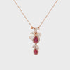 1.40 Carats Total Pear Shape Ruby & Diamond Pendant Necklace in Rose Gold