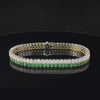 8.53 Carats Total Round Cut Emerald & Diamond Tennis Bracelet in Two-Tone Gold