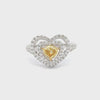 0.58 Carat Yellow Diamond & Heart Shape Double Halo Engagement Ring in White Gold