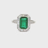 GIA Certified 1.86 Carats Emerald Cut Emerald & Diamond Engagement Ring in Platinum