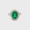 GIA Certified 2.51 Carats Oval Cut Colombian Emerald & Diamond Engagement Ring in Platinum