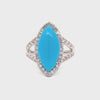 4.91 Carats Marquise Cut Turquoise & Pink Diamond Fashion Ring in White Gold