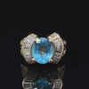 2.70 Carats Oval Cut Aquamarine & Diamond Vintage Fashion Ring in Yellow Gold