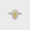 GIA Certified 1.49 Carats Yellow Diamond Halo Engagement Ring in Yellow Gold & Platinum