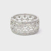 1.04 Carats Total Round Diamond Wide Wedding Band in White Gold