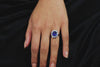 5.00 Carat Oval Cut No-Heat Blue Sapphire and Diamonds Halo Engagement Ring in Platinum