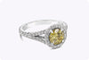 GIA Certified 1.04 Carats Round Yellow Diamond Halo Engagement Ring in Platinum
