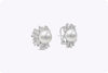 7.30 Carats Total Mixed Cut Diamond and White Pearl Clip Earrings in White Gold