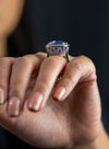 28.34 Carat Cushion Cut Sri Lanka Blue Sapphire with Diamond Halo Engagement Ring in Platinum