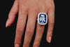 28.34 Carat Cushion Cut Sri Lanka Blue Sapphire with Diamond Halo Engagement Ring in Platinum
