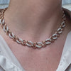 6.17 Carats Total Large Link Diamond Necklace in 18 Karats Rose Gold