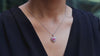 1.82 Heart Shape Pink Sapphire and Diamond Halo Pendant Necklace in White Gold