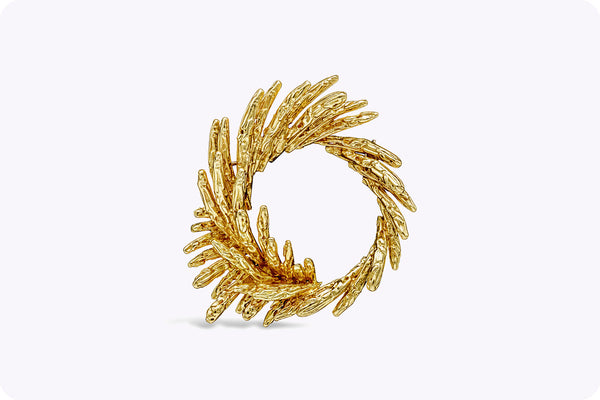 Antique 18K Yellow Gold Wreath Design Brooch