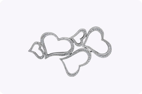 Piaget 2.30 Carats Total Round Brilliant Cut Diamond Heart Shape Brooch in White Gold