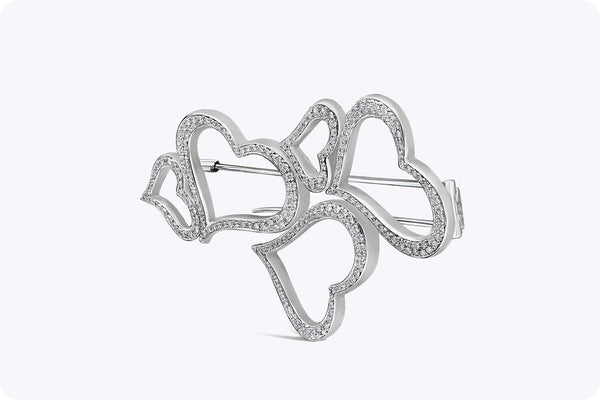 Piaget 2.30 Carats Total Round Brilliant Cut Diamond Heart Shape Brooch in White Gold