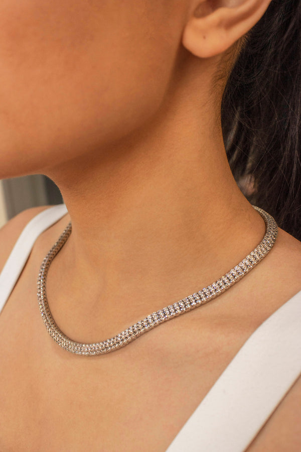 10.02 Carats Round Brilliant Cut Diamond Collar Necklace in White Gold