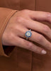 GIA Certified 1.42 Carats Cushion Cut Diamond and Blue Sapphire Halo Engagement Ring in Platinum