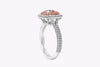 GIA Certified 1.23 Carats Cushion Cut Pink Diamond Double Halo Engagement Ring in Rose Gold & Platinum