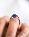 Cartier AGL Certified 4.99 Carat No-Heat Blue Sapphire Three-Stone Engagement Ring in Platinum