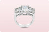 GIA Certified 8.47 Carats Total Cushion Cut Diamond Three Stone Engagement Ring in Platinum
