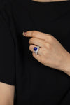 8.42 Carats Kashmir Cabochon Sapphire and Diamond Ring