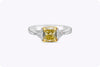 1.65 Carat Cushion Cut Yellow Diamond Three Stone Engagement Ring