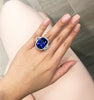26.35 Carat Cushion Cut Tanzanite and Mixed Diamond Halo Engagement Ring in White Gold