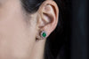 1.52 Carat Total Green Emerald and Diamond Halo Stud Earrings in White Gold