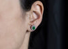 1.52 Carat Total Green Emerald and Diamond Halo Stud Earrings in White Gold