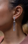 3.57 Carats Diamond and Blue Sapphire Chandelier Tassel Earrings in White Gold