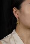GIA Certified 11.73 Carat Total Emerald Cut Fancy Light Yellow and White Diamond Dangle Earrings in Two Tone