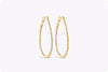0.98 Carat Total Baguette Cut Diamond Tear Drop Hoop Earrings in Yellow Gold