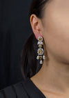 26.34 Carats Total Mixed Cut Natural Brownish Cognac and White Diamonds Chandelier Earrings in Tri-Color