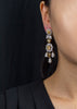 26.34 Carats Total Mixed Cut Natural Brownish Cognac and White Diamonds Chandelier Earrings in Tri-Color