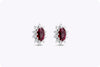 1.11 Carat Total Red Ruby and Diamond Halo Earrings in White Gold