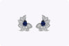 2.67 Carat Total Pear Shape Blue Sapphire and Diamond Earrings in White Gold