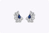 2.67 Carat Total Pear Shape Blue Sapphire and Diamond Earrings in White Gold