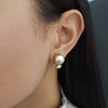 0.88 Carat Total Round Diamonds and Tahitian Pearl Earrings in Yellow Gold