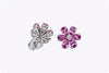3.03 Carats Total Pear Shape Pink Sapphire and Diamond Flower Stud Earrings in Platinum