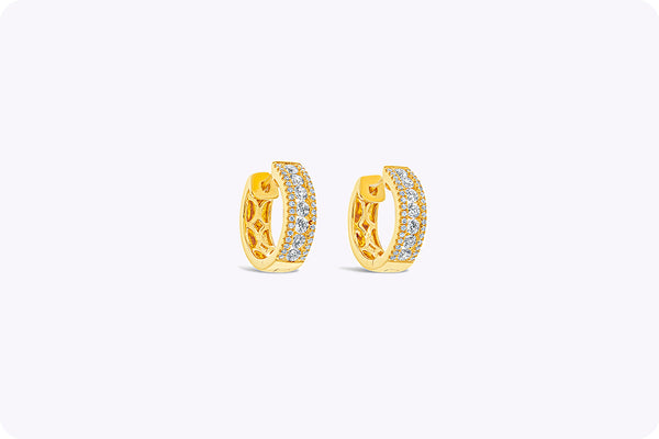 0.61 Carat Round Diamond Huggie Hoop Earrings