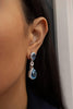 15.69 Carat Pear Shape Aquamarine and Diamond Halo Dangle Earrings in White Gold