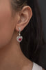 3.67 Carats Total Heart Shape Ruby and Diamond Halo Dangle Earrings in White Gold