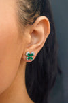1.37 Carat Pear Shape Green Emerald Butterfly Shape Earrings in White Gold